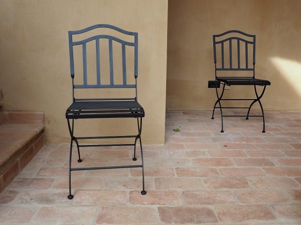 sedia pieghevole da giardino in ferro battuto