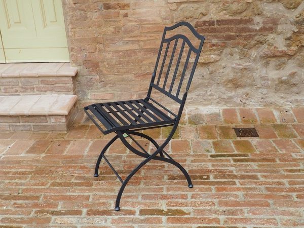 sedia pieghevole da giardino in ferro battuto